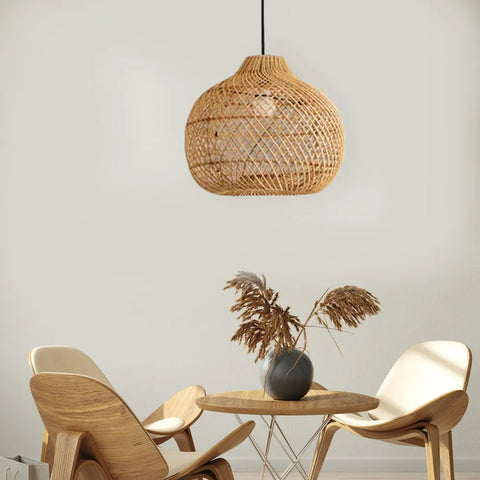 Woven Rattan Basket Pendant Light