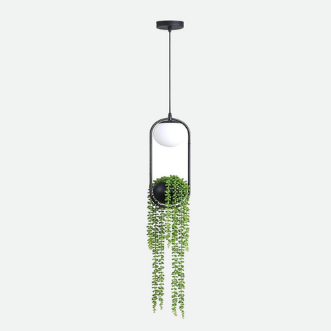 Globe Pendant Light with Metal Planter and Artificial Plant Option