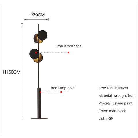 Minimalist Black Floor Lamp with Slim Black Pole and Shade in Metal
