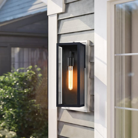 Outdoor Wall Lantern with Clear Glass and Dusk-to-Dawn Sensor
