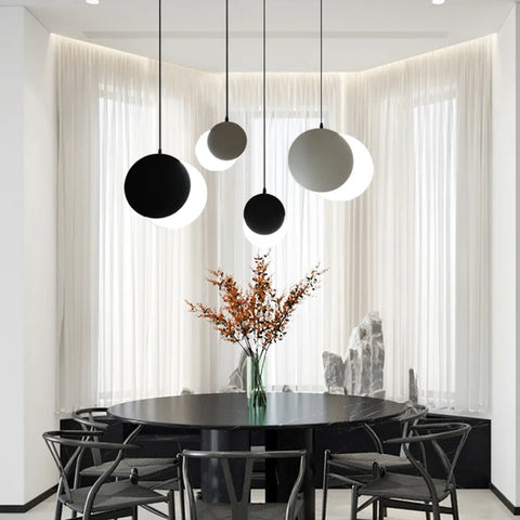 Two-tone Orb Pendant Light with Round Two-tone Orbs