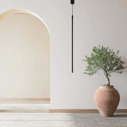 Minimalist Linear LED Pendant Light with Adjustable Suspension for Modern Interiors
