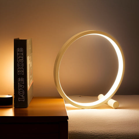 Minimalist Round LED Table Lamp with Touch Control and USB Power Supply