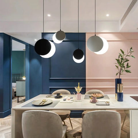 Two-tone Orb Pendant Light with Round Two-tone Orbs