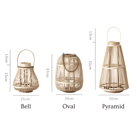 Woven Rattan Lantern with Handle and Flameless LED Candle for Decor