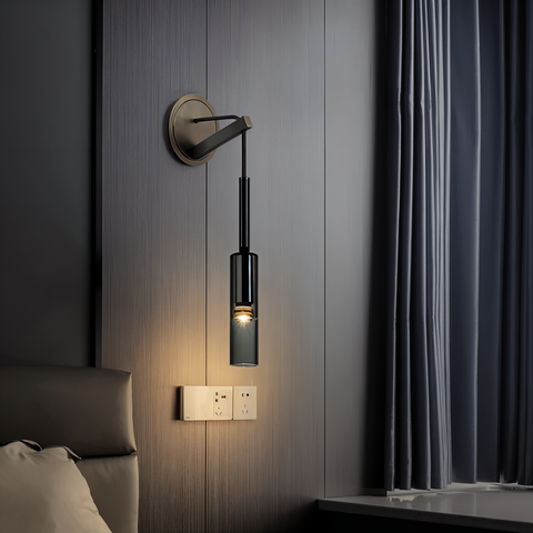 Slim Glass Wall Light with Metal Details and Modern Minimalist Design