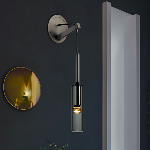 Slim Glass Wall Light with Metal Details and Modern Minimalist Design