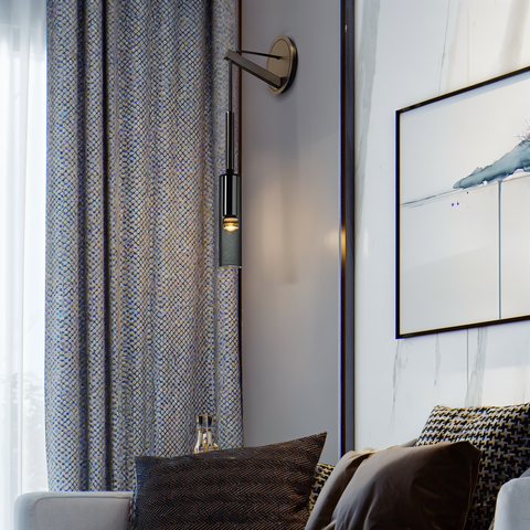 Slim Glass Wall Light with Metal Details and Modern Minimalist Design