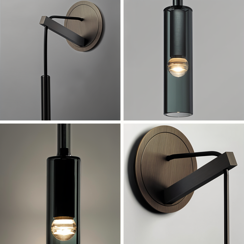 Slim Glass Wall Light with Metal Details and Modern Minimalist Design