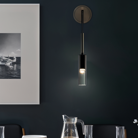 Slim Glass Wall Light with Metal Details and Modern Minimalist Design