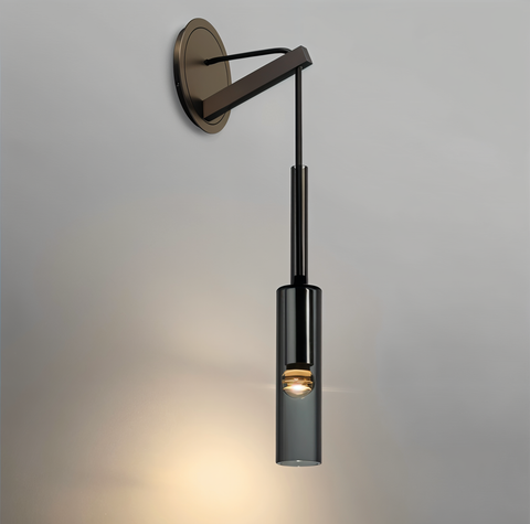 Slim Glass Wall Light with Metal Details and Modern Minimalist Design