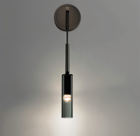 Slim Glass Wall Light with Metal Details and Modern Minimalist Design