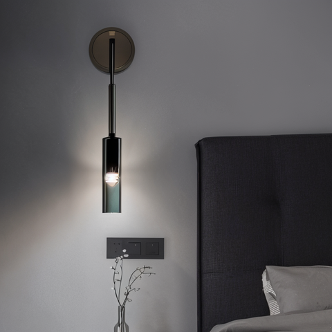 Slim Glass Wall Light with Metal Details and Modern Minimalist Design
