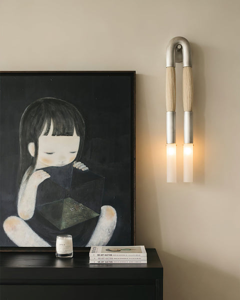 Sculptural Horsehair Wall Lamp with Metal Frame