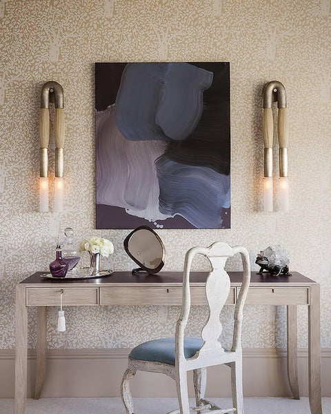 Sculptural Horsehair Wall Lamp with Metal Frame