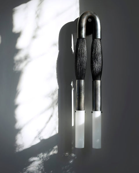 Sculptural Horsehair Wall Lamp with Metal Frame