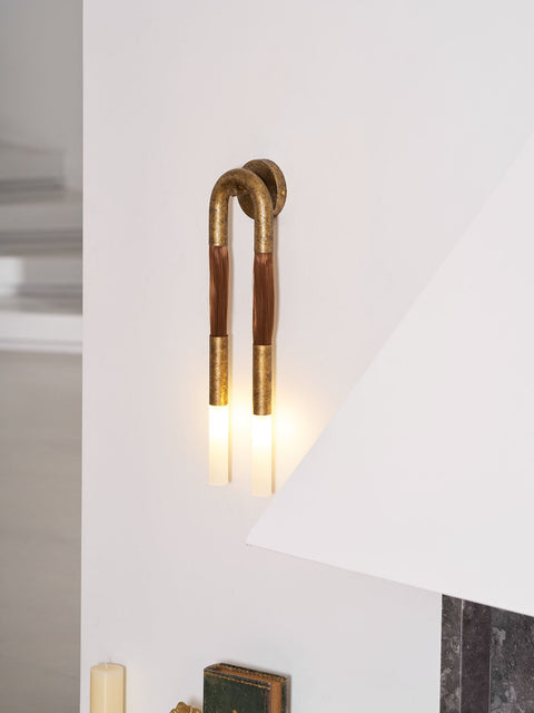 Sculptural Horsehair Wall Lamp with Metal Frame