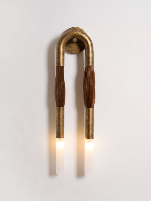 Sculptural Horsehair Wall Lamp with Metal Frame