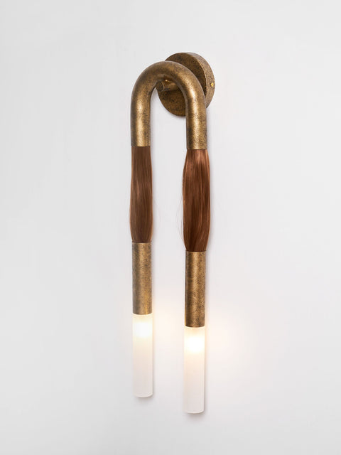 Sculptural Horsehair Wall Lamp with Metal Frame