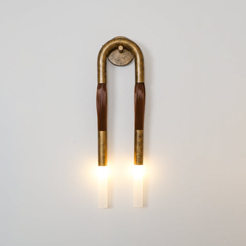 Sculptural Horsehair Wall Lamp with Metal Frame