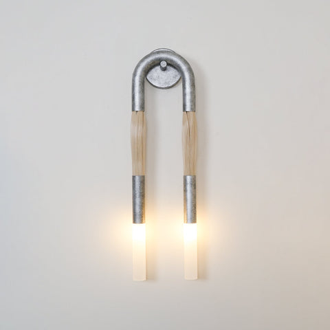 Sculptural Horsehair Wall Lamp with Metal Frame
