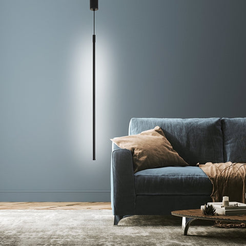 Minimalist Linear LED Pendant Light with Adjustable Suspension for Modern Interiors