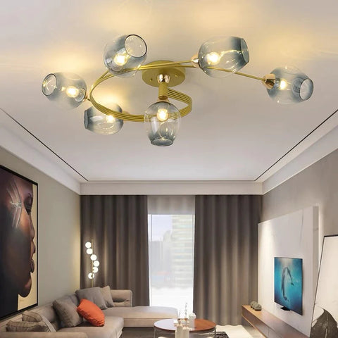 Glass Globe LED Flush Mount Ceiling Light for Dining Room Lighting