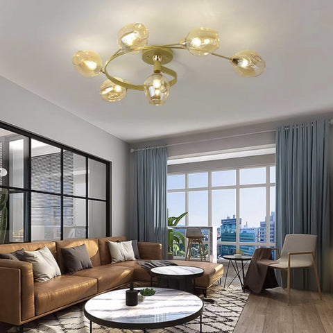 Glass Globe LED Flush Mount Ceiling Light for Dining Room Lighting