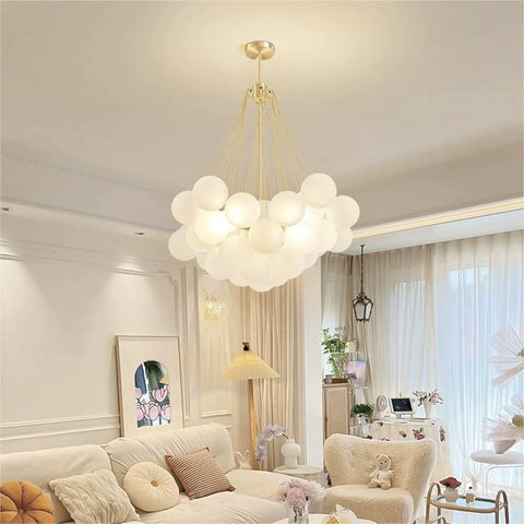 Frosted Glass Bubble Chandelier with Metal Frame