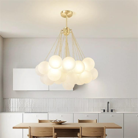 Frosted Glass Bubble Chandelier with Metal Frame