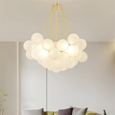 Frosted Glass Bubble Chandelier with Metal Frame
