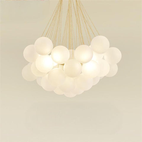 Frosted Glass Bubble Chandelier with Metal Frame