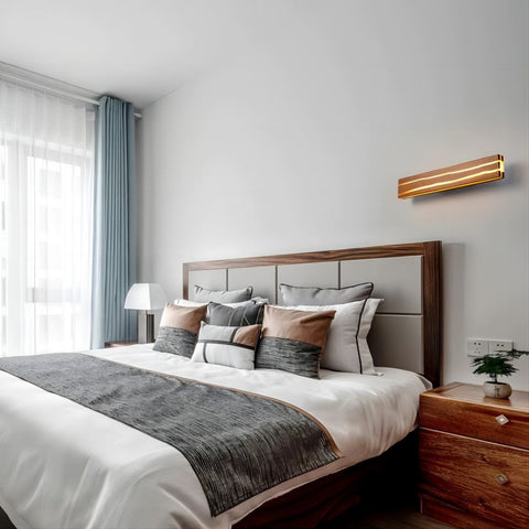 Wood LED Wall Sconce with Linear Light Detail