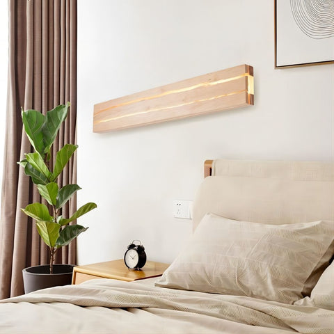 Wood LED Wall Sconce with Linear Light Detail