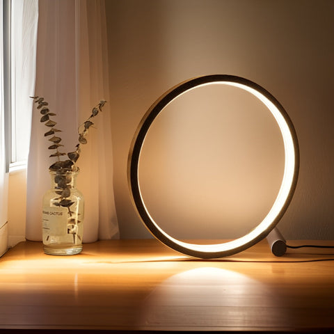 Minimalist Round LED Table Lamp with Touch Control and USB Power Supply