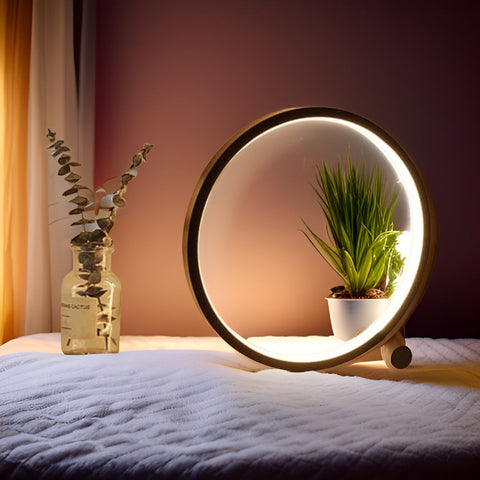Minimalist Round LED Table Lamp with Touch Control and USB Power Supply