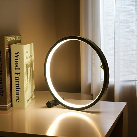 Minimalist Round LED Table Lamp with Touch Control and USB Power Supply