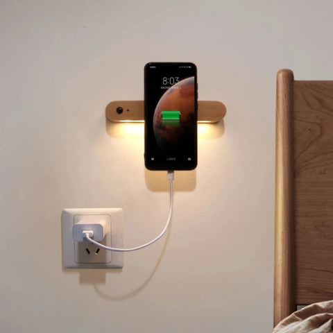 Magnetic Wood Key Holder with Rechargeable Motion Sensor LED Light