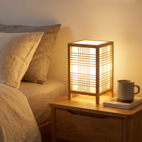 Japandi Table Lamp with Soft Bedroom Illumination