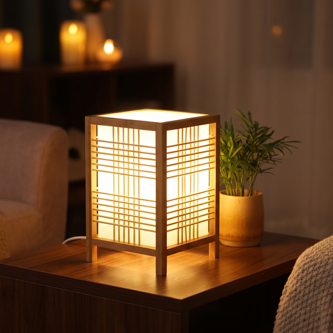 Japandi Table Lamp with Soft Bedroom Illumination