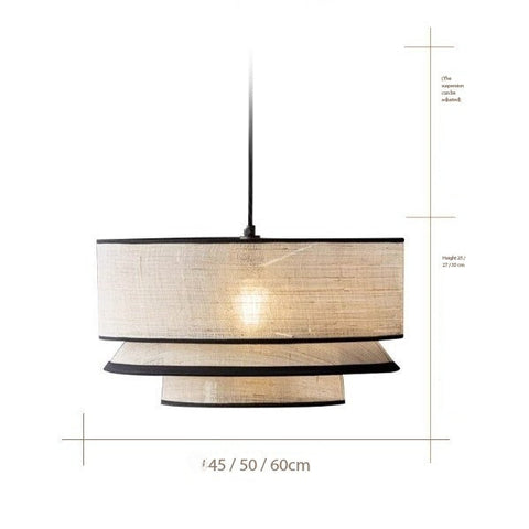 Pendant Light with Layered Linen and Floating Drum Shade