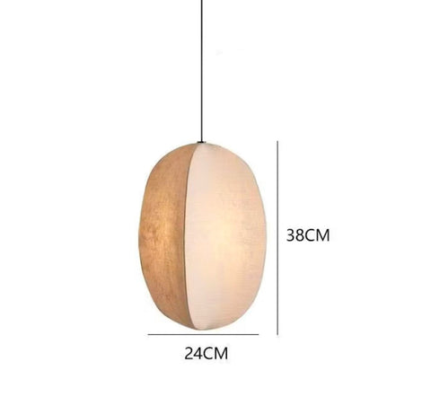 Pendant Light with Draped Fabric and Japandi Lantern Form