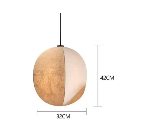 Pendant Light with Draped Fabric and Japandi Lantern Form
