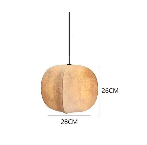 Pendant Light with Draped Fabric and Japandi Lantern Form