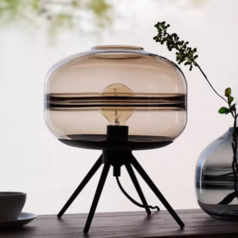 Glass Table Lamp with Tripod Base