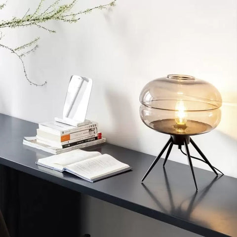 Glass Table Lamp with Tripod Base