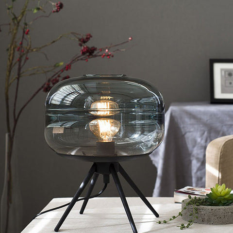 Glass Table Lamp with Tripod Base