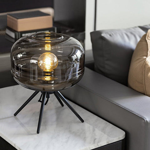 Glass Table Lamp with Tripod Base