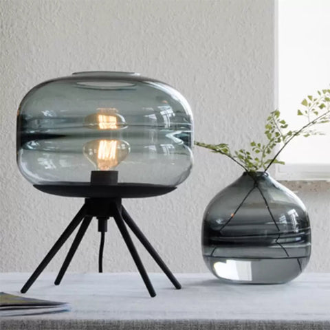 Glass Table Lamp with Tripod Base
