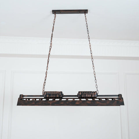 Industrial Steampunk Linear Chandelier for Kitchens, Bars, and Cafes